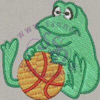 Stickmotiv: Frosch mit Ball