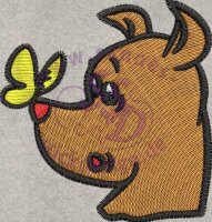 Stickmotiv: Hund mit Schmetterling