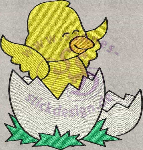 Stickmotiv: Kueken im Ei