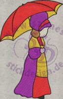 Stickmotiv: Maedchen mit Regenschirm 2