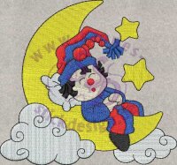 Stickmotiv: Mann im Mond