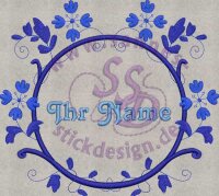 Stickmotiv: Blauer Blumenkreis