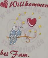 Stickmotiv: Tauben mit Herz