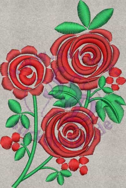 Stickmotiv: roter Blumenzweig