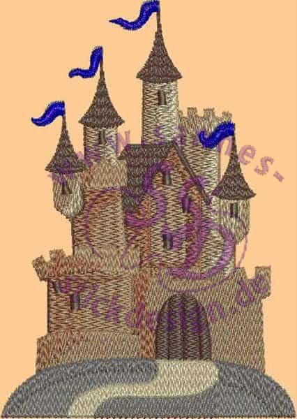 Stickmotiv: Schloss 2 braun