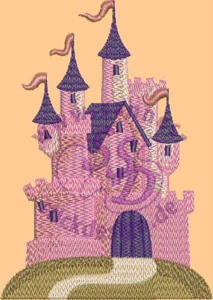 Stickmotiv: Schloss 2 rosa