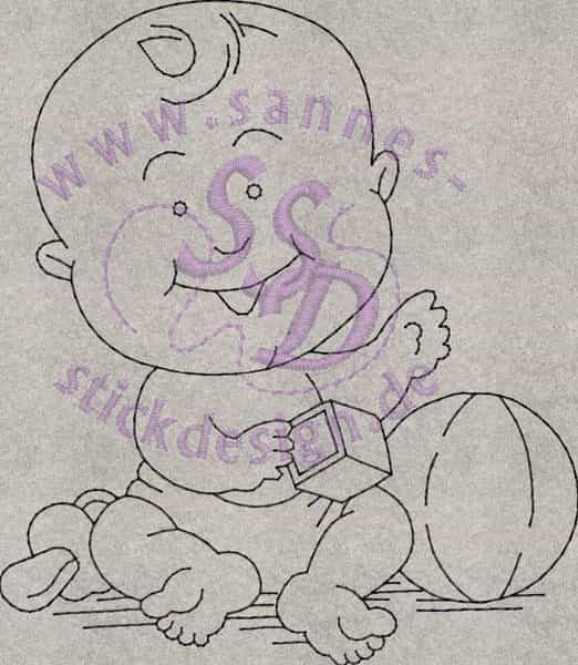 Stickmotiv: Baby mit Ball