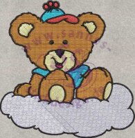 Stickmotiv: Baer auf Wolke 1