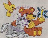 Stickmotiv: Baer mit Wolf