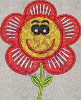 Stickmotiv: Blume mit Gesicht